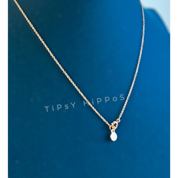 NEW!  Beautiful Tory Burch Rose Gold Miller Crystal Pave Necklace - Picture 3 of 5